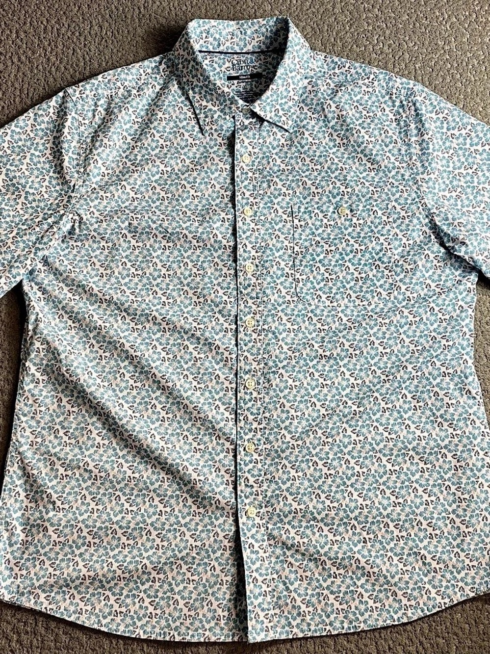 Croft & Barrow Performance Slim Fit Geometric Shirt in Blue & White Size XL Like